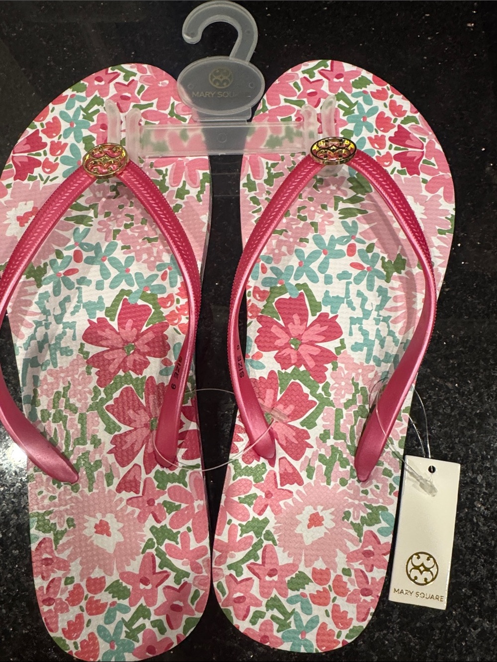 Mary Square Pink Floral Women's Sandals